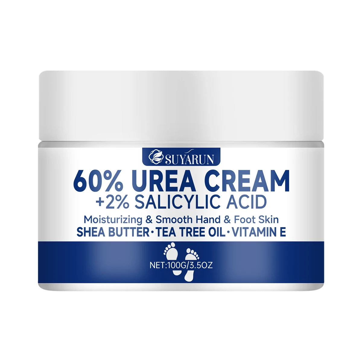 Creme de pés SUYARUN com 60% de ureia para calcanhares gretados e pele seca - Tratamento hidratante intensivo, removedor de calosidades, cuidado para os pés diabéticos.