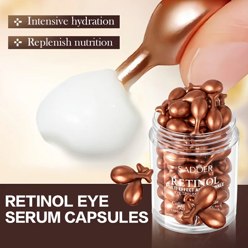 Sérum firmador multiefeito com retinol em cápsulas, creme hidratante para a área dos olhos, essência nutritiva e hidratante para os olhos, 0,34 g x 45 cápsulas