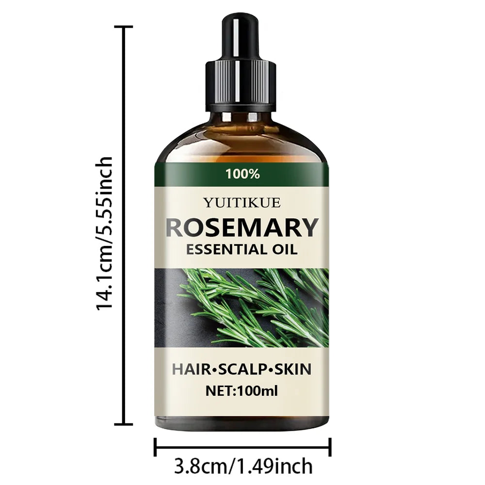 Óleo essencial de alecrim 100% puro, adequado para o cabelo, couro cabeludo e pele, óleo de aromaterapia natural, nutritivo e revitalizante.