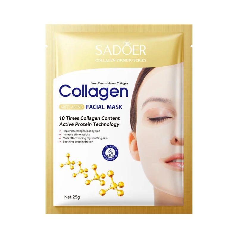 Máscara Facial de Colagénio Antirrugas – 10 Unidades.