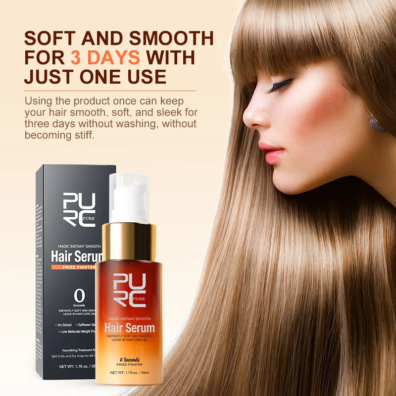 PURC Magic Instant Smooth Hair Soro Nutritivo Reparação Óleo para Cabelo Danificado Leave-In Anti-Frizz Suavidade Cuidados com o Cabelo✨