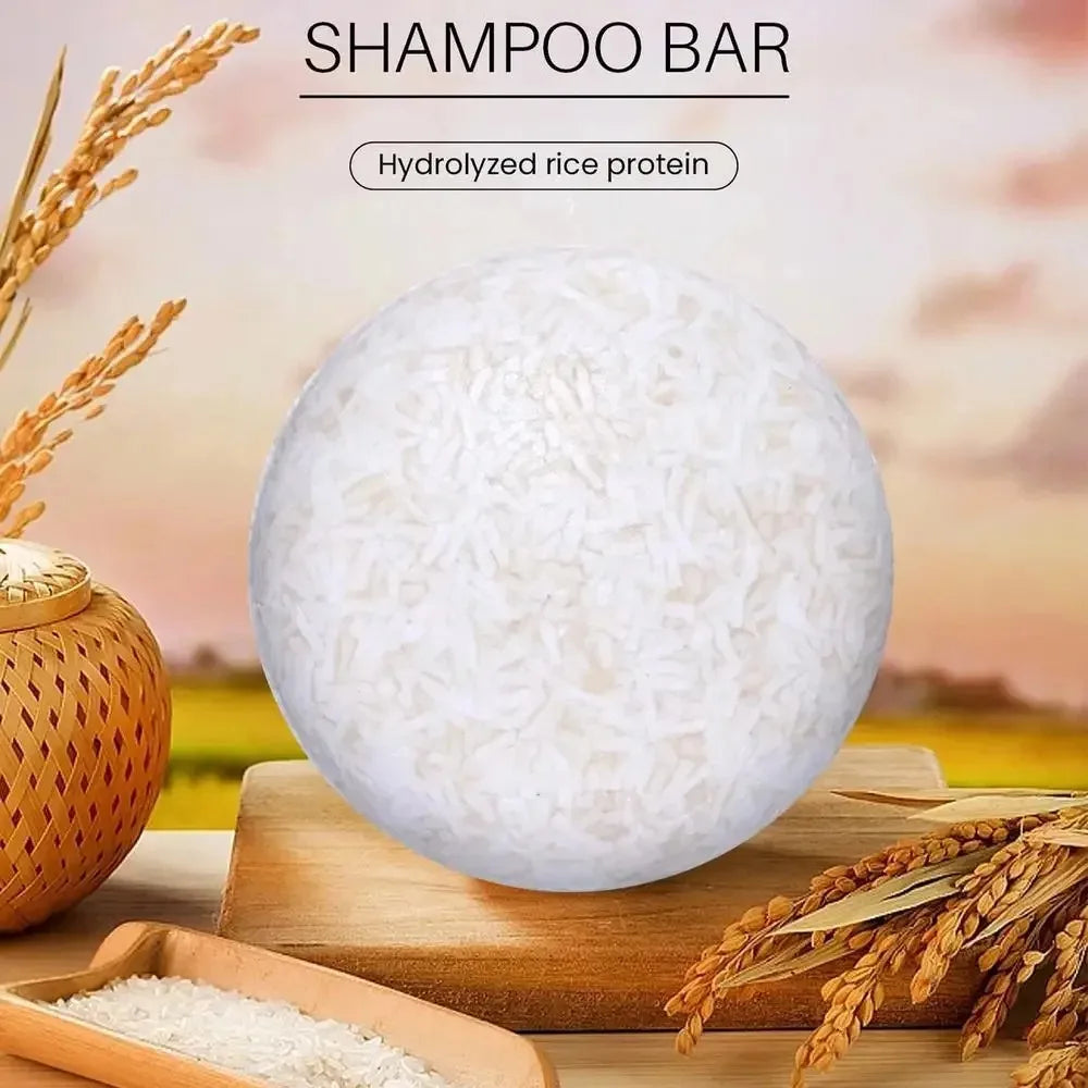 Shampoo de arroz orgânico, sabonete em barra sem óleo, condicionador, proteína de água de arroz, nutritivo, anti-perda, sabonete para crescimento do cabelo✨