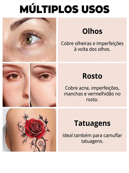 QIC Concealer Clear & Flawless - Corretivo de Alta Cobertura à Prova de Água.