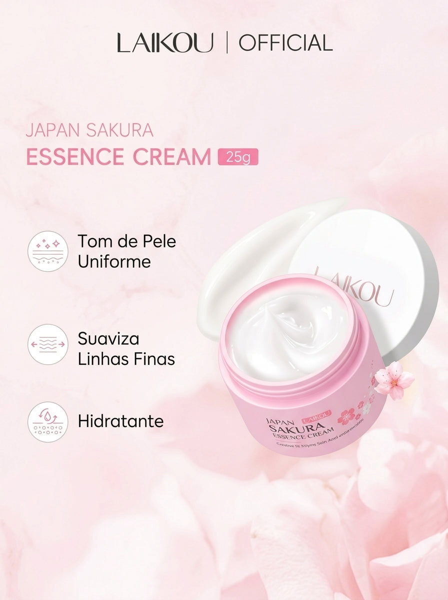 LAIKOU Japan Sakura Essence Cream - Creme Hidratante Facial Iluminador 25g .
