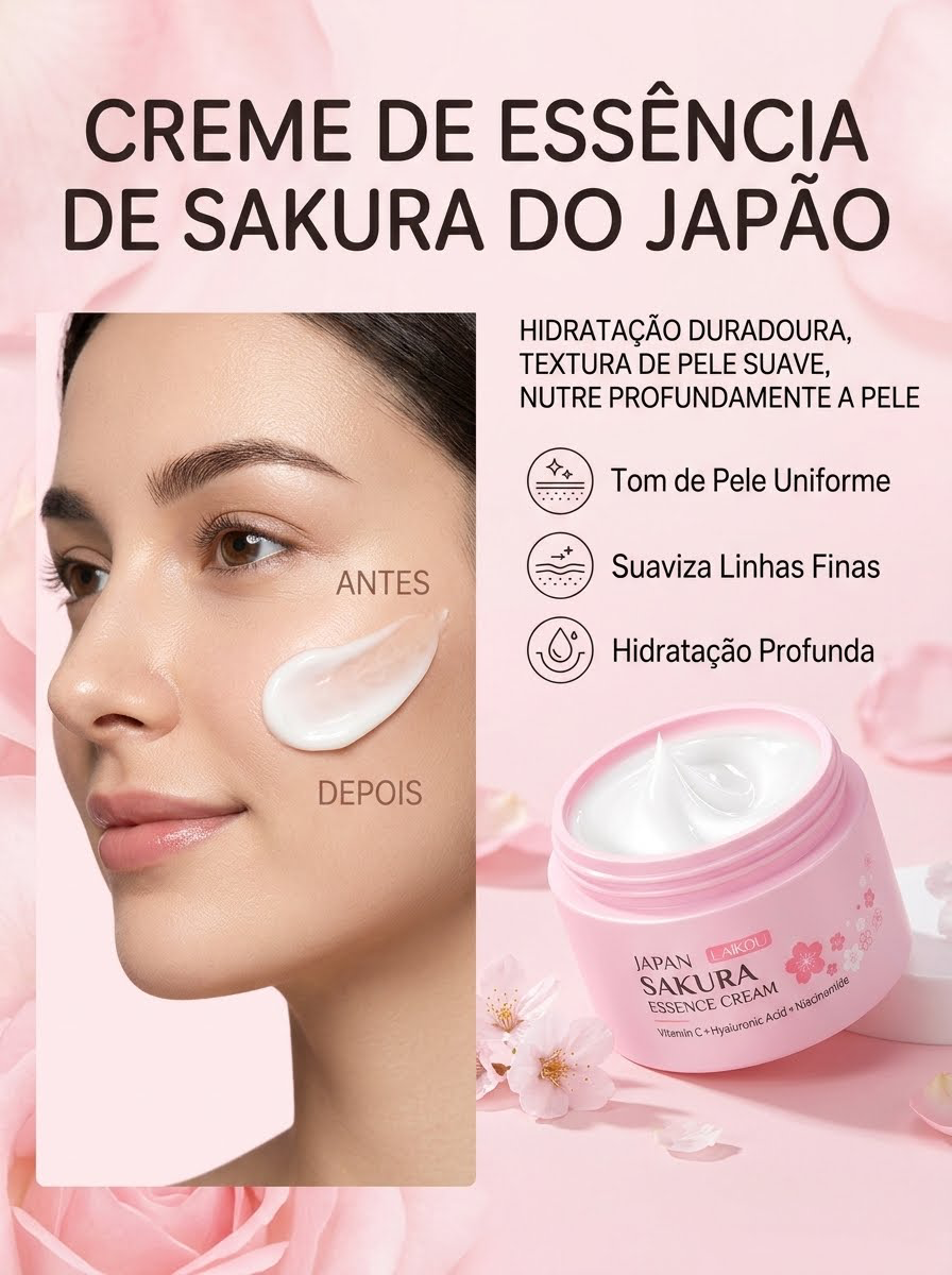 LAIKOU Japan Sakura Essence Cream - Creme Hidratante Facial Iluminador 25g .