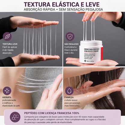 Creme hidratante para pescoço com colagénio original coreano, 100ml, 5% de solução de adenosina, peptídeo de colagénio hidrolisado, efeito lifting e firmeza.