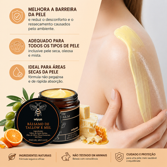 Creme hidratante de mel e sebo para uma pele radiante, que melhora a elasticidade, suaviza, aclara, combate a opacidade e refirma a pele. Ideal para rosto e corpo.