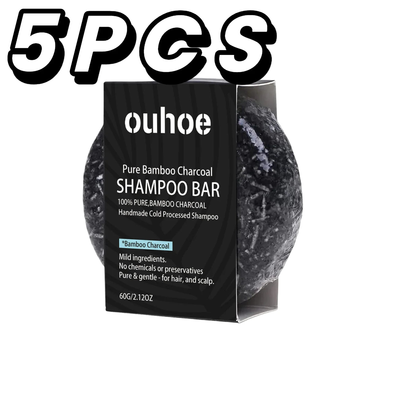 Shampoo de carvão de bambu, sabonete para limpar profundamente o couro cabeludo, criar cabelos escuros e grossos, melhorar a secura do cabelo, nutrir, shampoo de carvão ✨