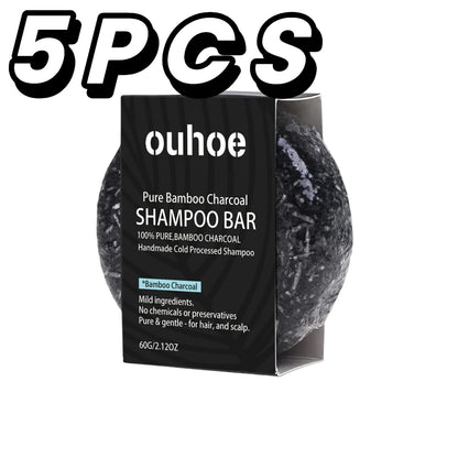 Shampoo de carvão de bambu, sabonete para limpar profundamente o couro cabeludo, criar cabelos escuros e grossos, melhorar a secura do cabelo, nutrir, shampoo de carvão ✨