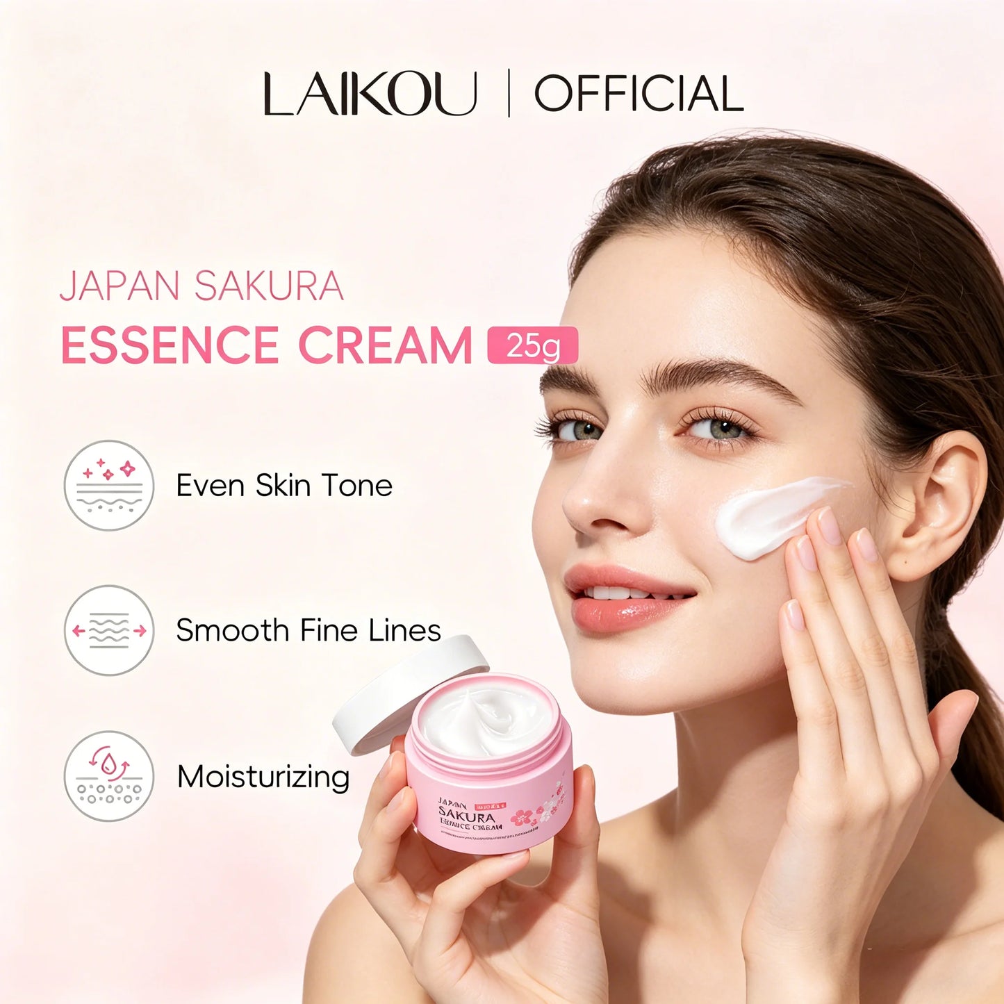 Creme hidratante LAIKOU Sakura, clareador, nutritivo, controle de oleosidade, hidratação e reparação, hidratação profunda, suave.