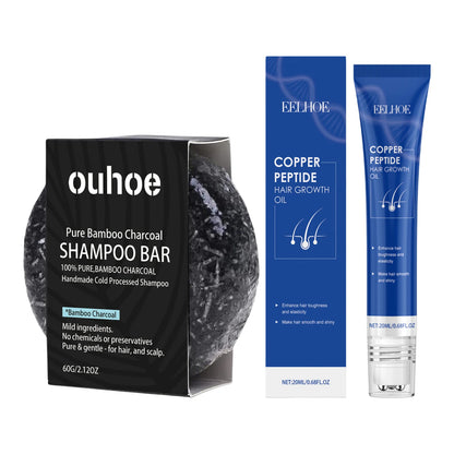 Shampoo de carvão de bambu, sabonete para limpar profundamente o couro cabeludo, criar cabelos escuros e grossos, melhorar a secura do cabelo, nutrir, shampoo de carvão ✨