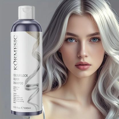 Shampoo unissex de cor prateada, shampoo de fixação prateada, bloqueio e brilho de cor, cuidados de limpeza, cabelo elegante com preservação de cor ✨🩶