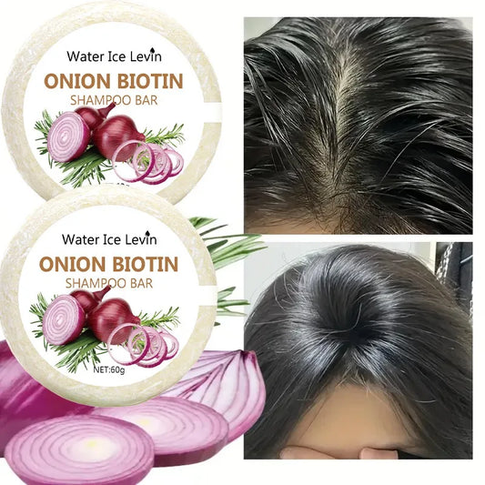 Sabonete Shampoo Cebola e Biotina - 60g, Indicado para Todos os Tipos de Cabelo, Hidratante e Suavizante, Rico em Extrato de Alecrim ✨