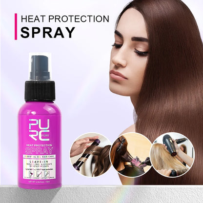 PURC Spray Protetor de Calor Óleo de Coco Controle de Frizz e Brilho para Todos os Tipos de Cabelo Proteção Térmica até 470°F Cuidados com os Cabelos ✨🎀🥥