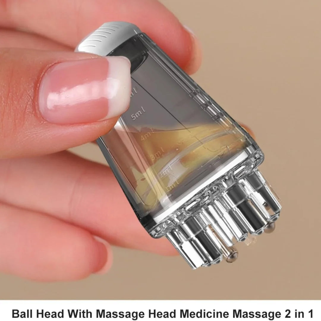 Mini massajador capilar com aplicador de 6ml para o couro cabeludo, escova com rolo para crescimento capilar, aplicador de óleo essencial e medicamento líquido, pente de massagem.