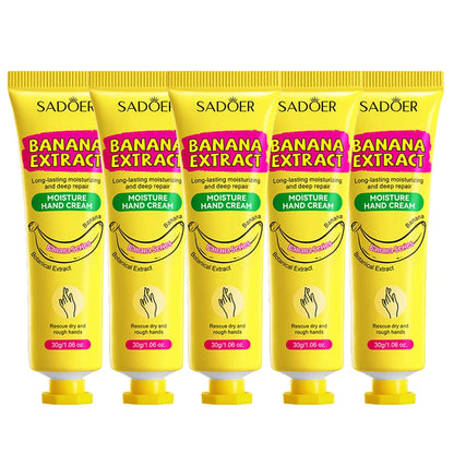 3/5 unidades de Creme para Mãos SADOER Banana Anti-Ressecamento Rachaduras Hidratante Iluminador Reparador para Cuidados com a Pele das Mãos