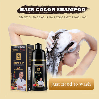 Shampoo tonalizante para cabelos grisalhos 3 em 1, tonalizante preto para cabelos femininos e masculinos, natural, à base de ervas, seguro e nutritivo para os cabelos