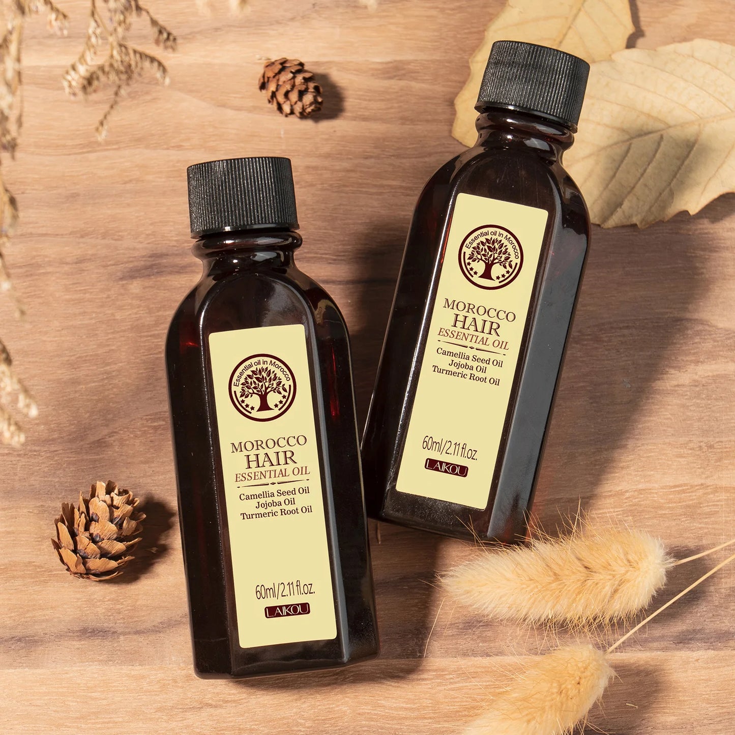 Laikou marrocos óleo essencial de cabelo 60ml reparação de cabelos danificados anti frizz nutritivo alisamento óleo de argan para todos os tipos de cabelo ✨