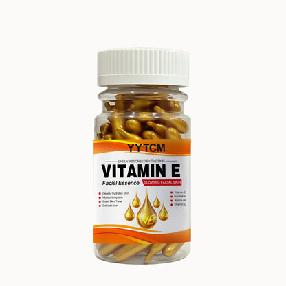 Essência de cápsula hidratante profunda de vitamina E, hidrata e suaviza a pele, contém esqualano à base de plantas, vitamina C, hidratação profunda e essência iluminadora da pele (0,4Gx30 cápsulas)/saco-1 saco🫛✨