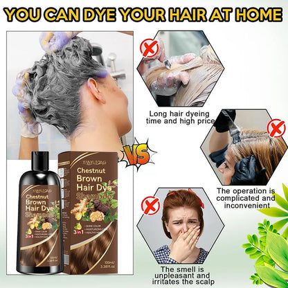 Shampoo 3 em 1 com tratamento colorido de cúrcuma, shampoo nutritivo com tratamento colorido, fórmula suave, à base de plantas, bege claro✨🌱