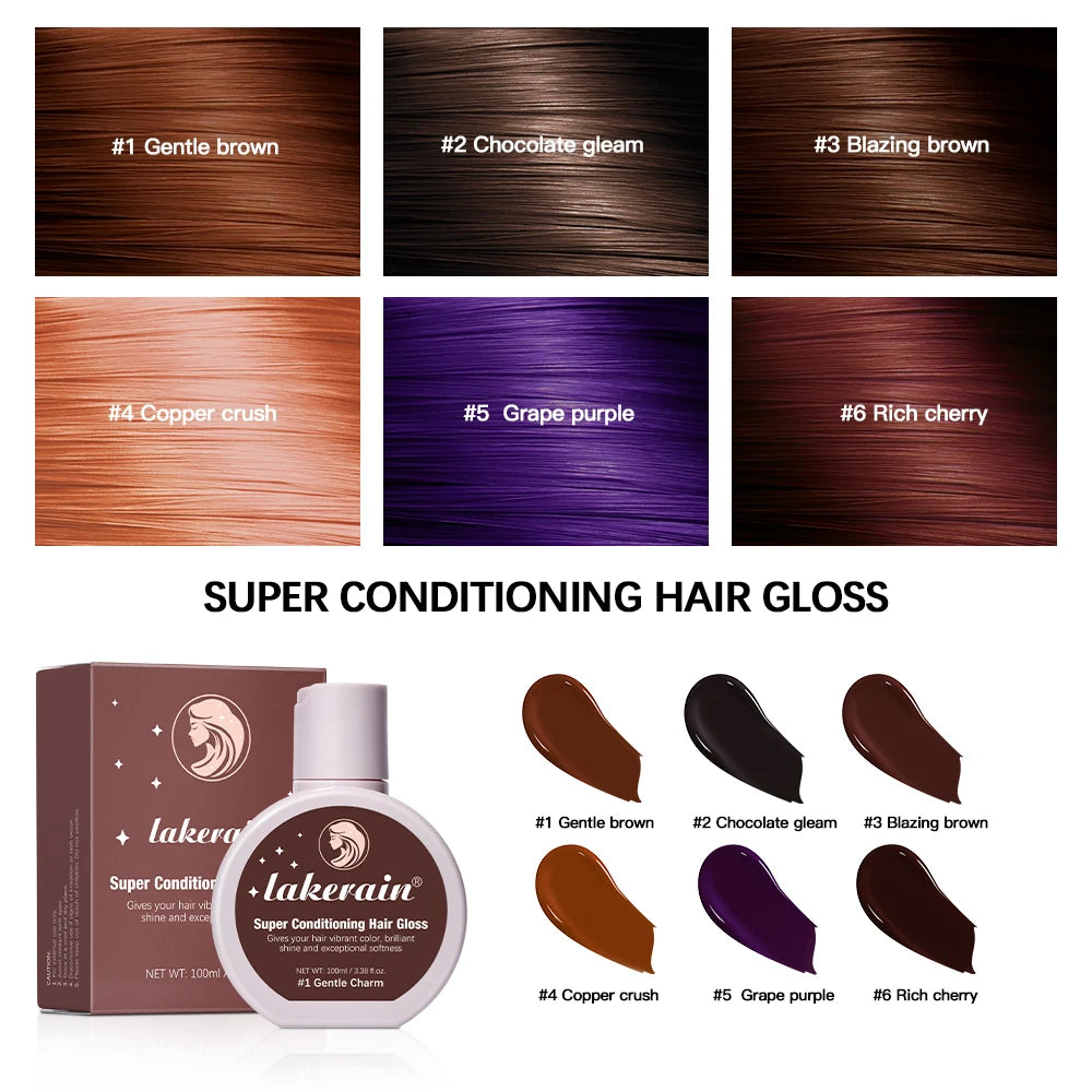 Esmalte de cabelo Super Gloss Color Conditioning Gloss Enxágue Brilho de cabelo semipermanente que melhora a cor Nutrir e reparar fácil ✨