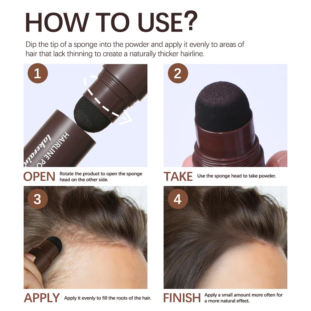 Linha fina sombra em pó cabelo à prova dwaterproof água raiz cobrir natural preto marrom sobrancelha contorno vara reparação preencher ferramenta de cabelo✨
