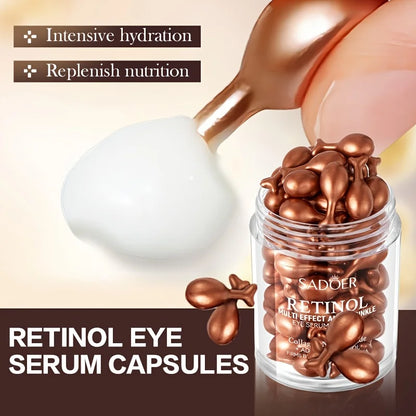 Sérum firmador multiefeito com retinol em cápsulas, creme hidratante para a área dos olhos, essência nutritiva e hidratante para os olhos, 0,34 g x 45 cápsulas
