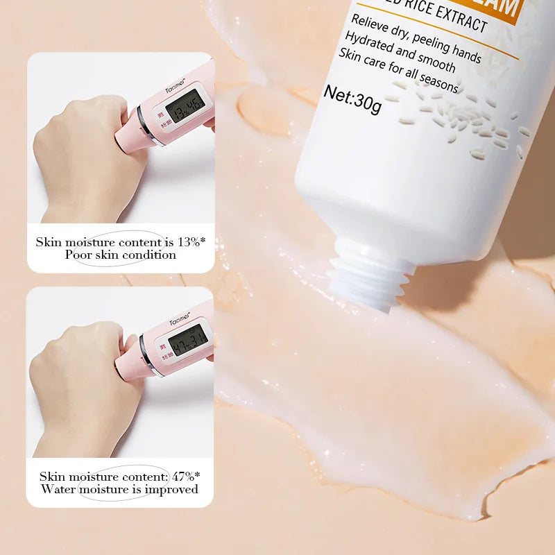 Creme para as mãos BIOAQUA com arroz branco: clareador, hidratante, nutritivo e antienvelhecimento. Produtos para o cuidado da pele das mãos ✨