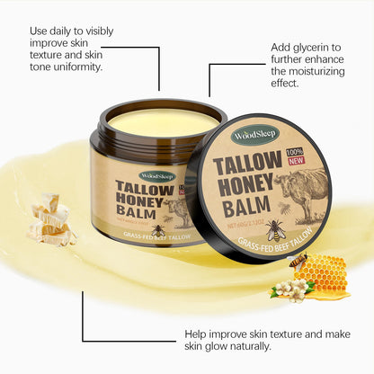 Sebo de carne batida e bálsamo de mel, hidratante facial para pele, absorção rápida, grama alimentada com grama, creme facial orgânico acabado, loção corporal ✨