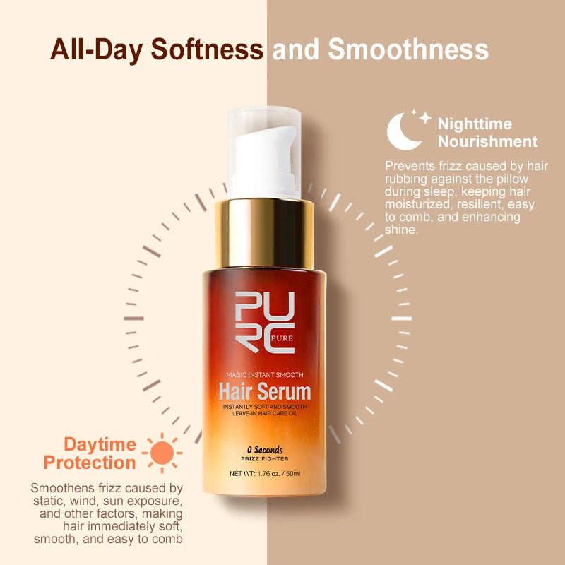 PURC Magic Instant Smooth Hair Soro Nutritivo Reparação Óleo para Cabelo Danificado Leave-In Anti-Frizz Suavidade Cuidados com o Cabelo✨