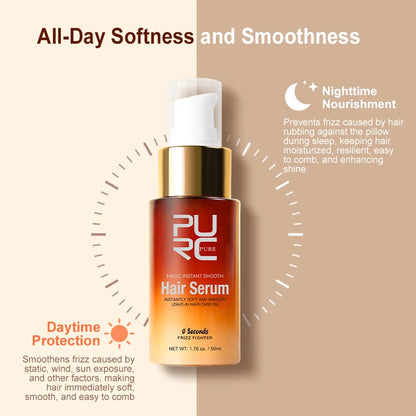 PURC Magic Instant Smooth Hair Soro Nutritivo Reparação Óleo para Cabelo Danificado Leave-In Anti-Frizz Suavidade Cuidados com o Cabelo✨