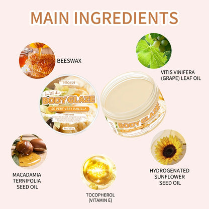 Manteiga Corporal Hidratante e Nutritiva de Baunilha (2oz/8oz) - Refrescante e Não Oleosa - Hidrata a Pele