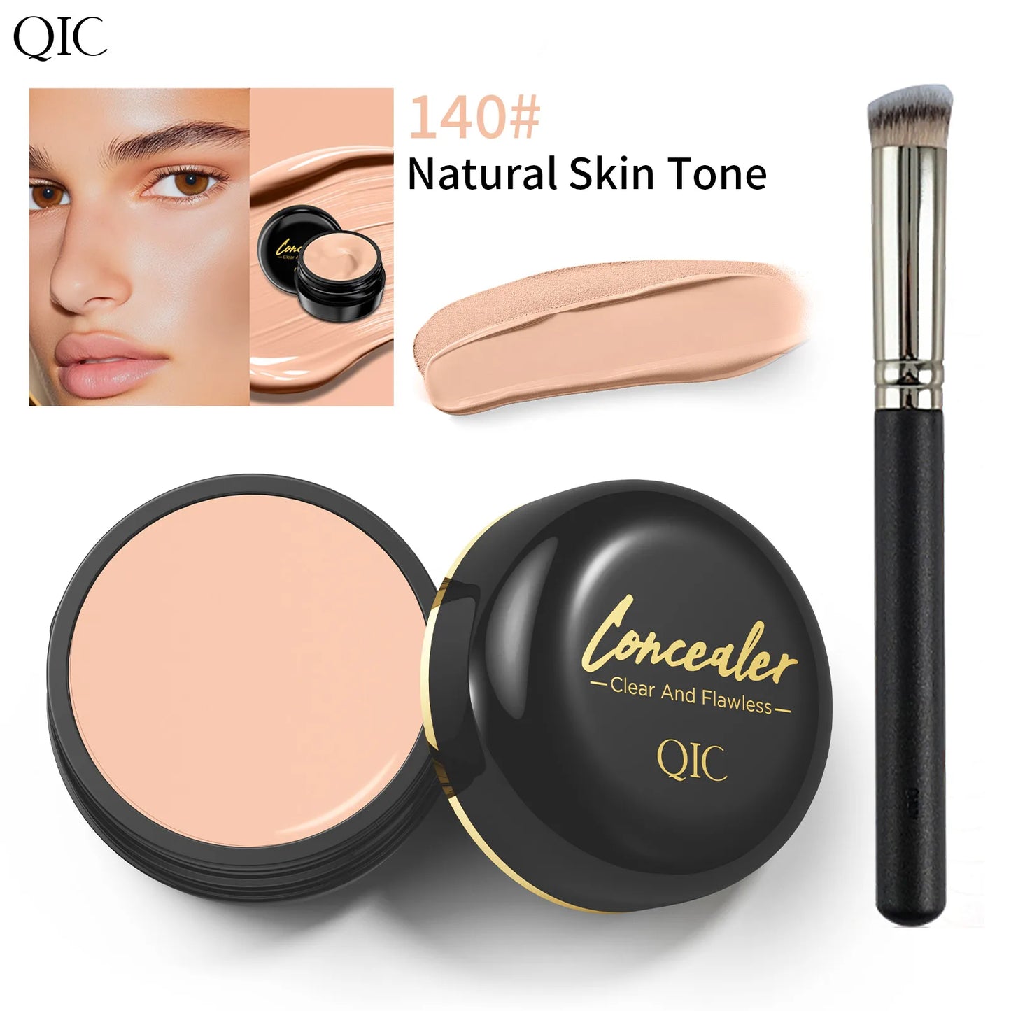 Corretor hidratante iluminador para a zona dos olhos, creme de contorno - Cobertura total, longa duração, corretor de olhos para uma maquilhagem perfeita.
