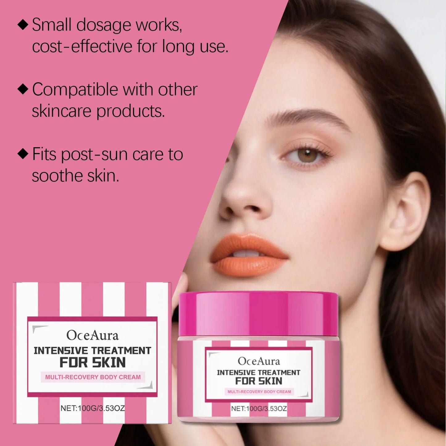 Creme hidratante corporal OCEAURA, repara danos, firma a pele, fragrância duradoura, não oleoso, refresca, aumenta a elasticidade. Creme para massagem corporal