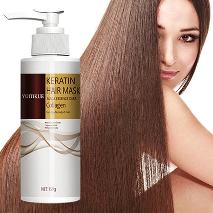 Máscara capilar com queratina, extrato de maca e colágeno, profundamente hidratante, adequada para cabelos normais e todos os tipos de cabelo✨🌱