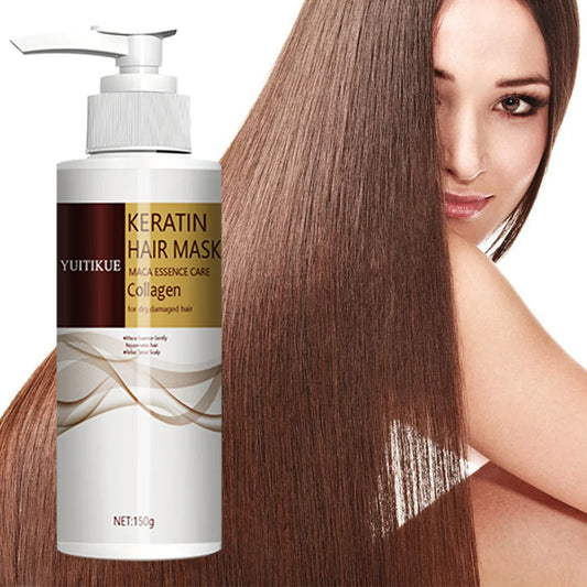 Máscara capilar com queratina, extrato de maca e colágeno, profundamente hidratante, adequada para cabelos normais e todos os tipos de cabelo✨🌱