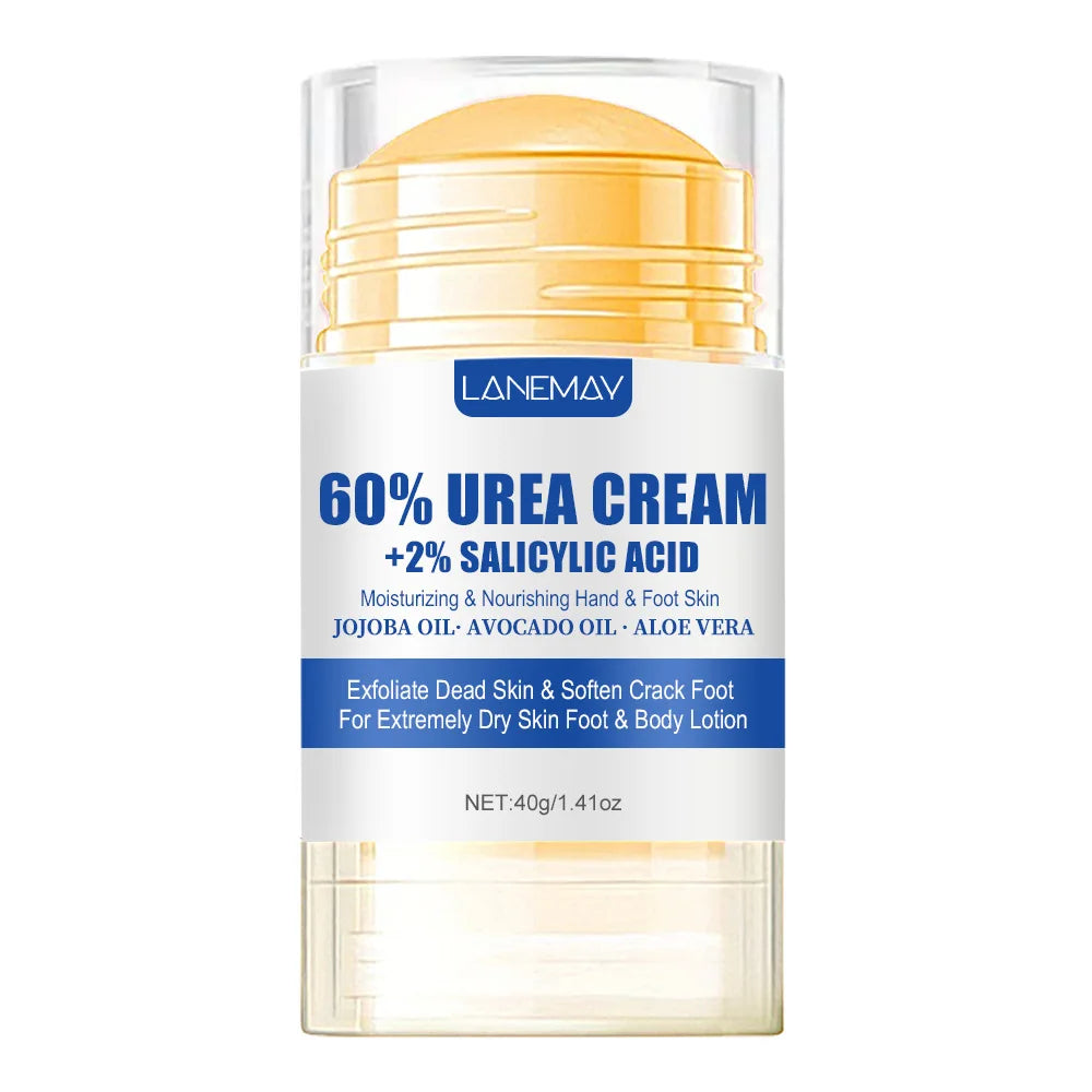 Creme para pés ultra-hidratante 60% ureia 40g Aloe Vera para suavizar pés secos e rachados - esfoliação suave solução diária para cuidados com os pés