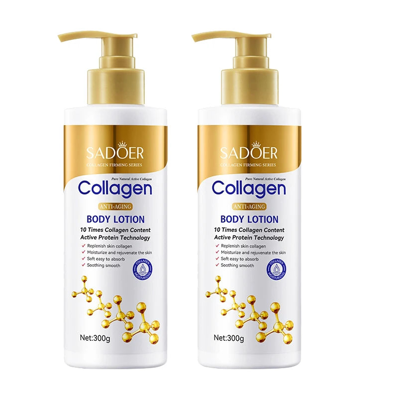 Loção Corporal de Colágeno para Firmeza e Hidratação - Hidratante Intenso Pele Antienvelhecimento para Pele Seca e Flacidez, Nutrição 300g/pc✨🌟
