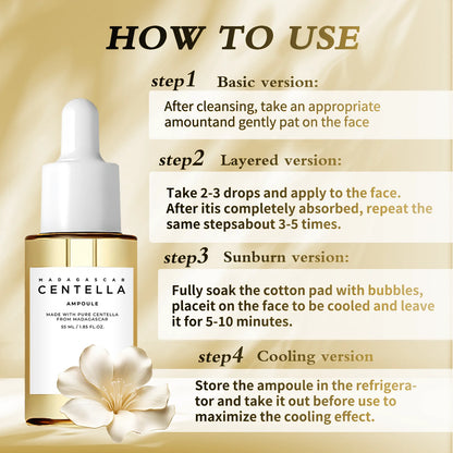 Madagascar Centella Asiatica Serum 55ml - Fórmula calmante para pele sensível com suporte para acne e hidratação profunda para o rosto.✨💎🌿