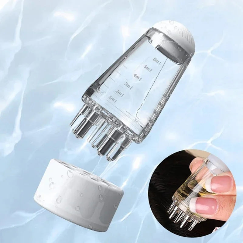 Mini massajador capilar com aplicador de 6ml para o couro cabeludo, escova com rolo para crescimento capilar, aplicador de óleo essencial e medicamento líquido, pente de massagem.