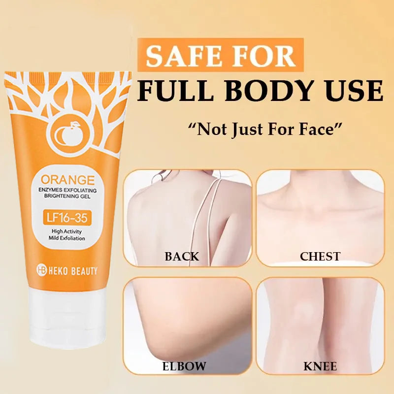 Gel esfoliante laranja 50g, esfoliação, morto, remoção, limpeza profunda, de longa duração, umidade limpa os poros, seguro para o corpo inteiro ✨🧡