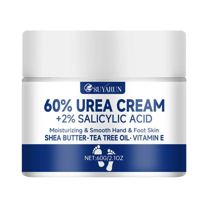 Creme de pés SUYARUN com 60% de ureia para calcanhares gretados e pele seca - Tratamento hidratante intensivo, removedor de calosidades, cuidado para os pés diabéticos.
