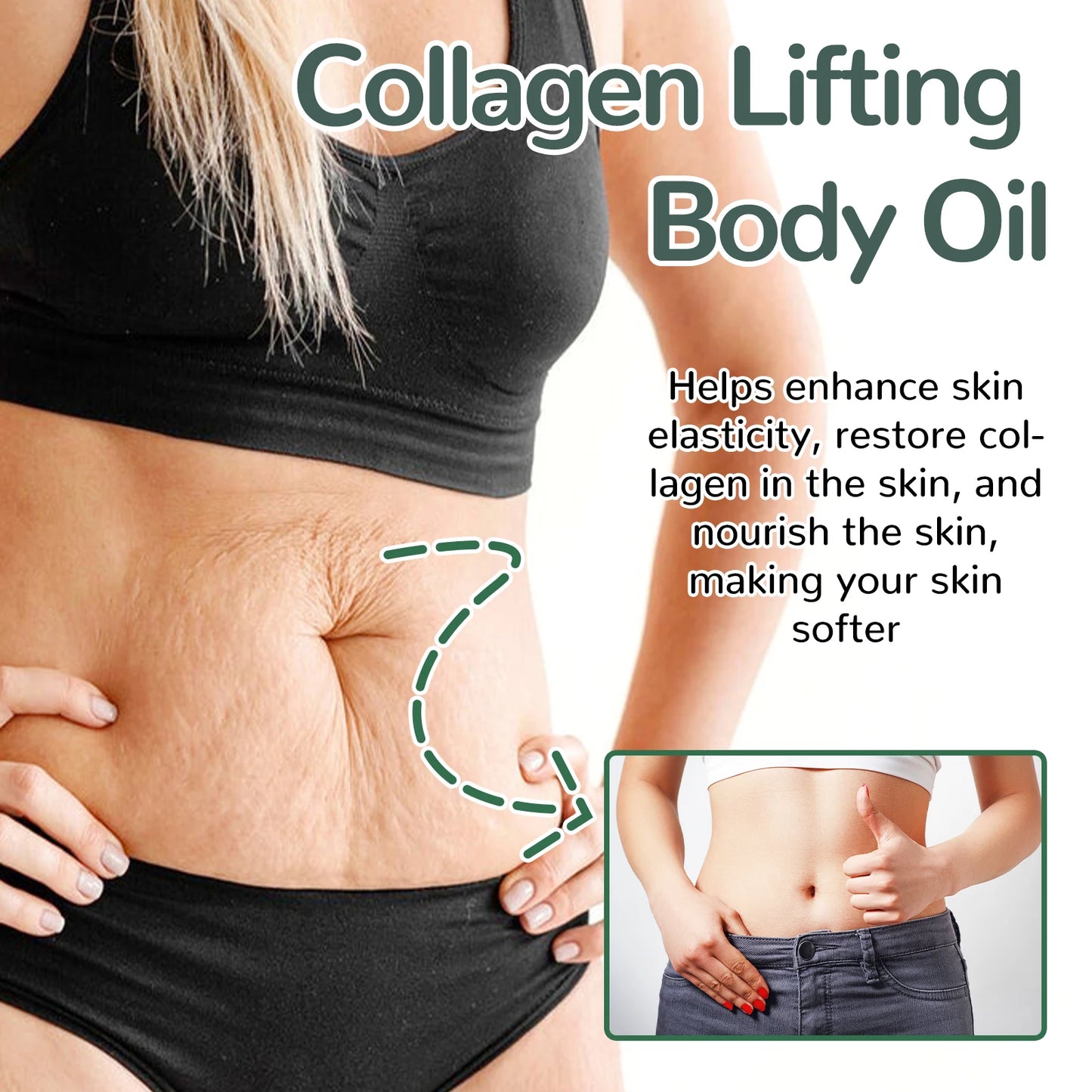 Óleo corporal firmador de colágeno, hidratação profunda, hidratante firmador, braço, barriga e excesso de gordura, óleo essencial de massagem para pele de corpo inteiro, 100ml ✨