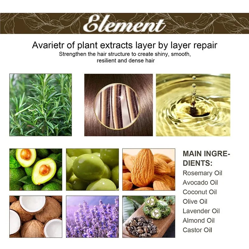 Óleo essencial de alecrim denso para cabelo, 60ml, lavanda vegana, repara danos aos cabelos, evita perda de cabelo, cabelos lisos, nutre óleo de cuidados com os cabelos ✨👑