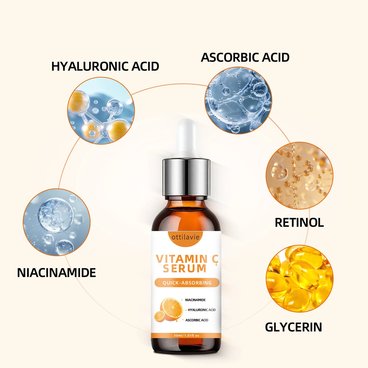 Soro de vitamina C com ácido hialurônico – absorção rápida, hidratação profunda, não gorduroso, nutrição 24 horas para pele com brilho instantâneo
✨🧡