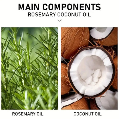 Óleo de alecrim, óleo essencial de coco para o cabelo: melhora a queda de cabelo, nutre e fortalece as raízes. Tratamento para o couro cabeludo e cuidados capilares.
