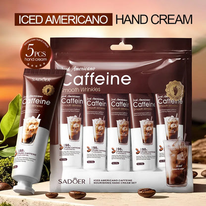Conjunto de Creme para as Mãos Ice American Coffee Hidrata profundamente e protege as mãos durante o outono e inverno.