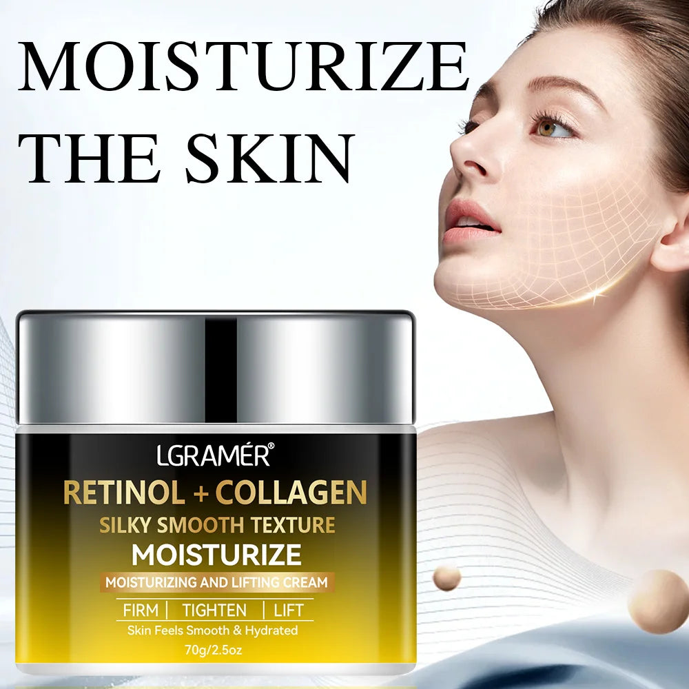 LGRAMER Creme Hidratante de Colágeno Antienvelhecimento, Clareamento de Manchas e Rugas para Manter Sua Pele Forte e Hidratação Delicada