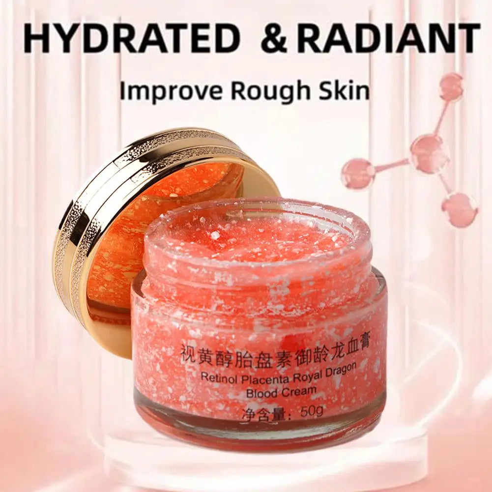 Creme facial ultra-hidratante com retinol, placenta e sangue de dragão real. Sérum firmador e suavizante para rejuvenescimento da pele