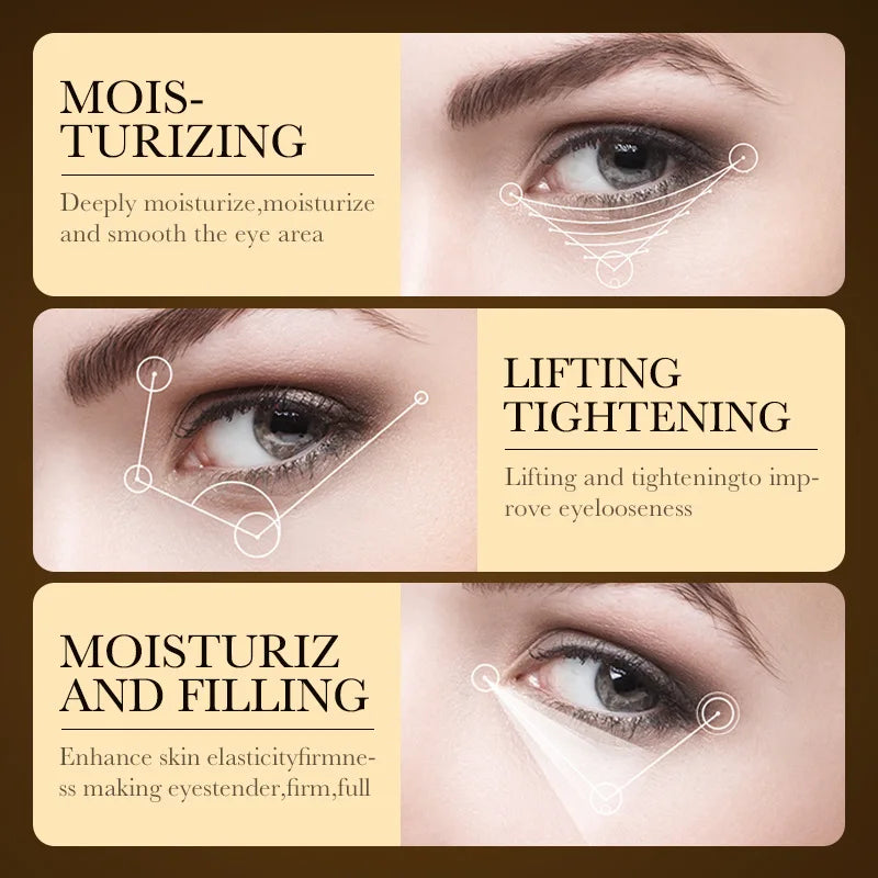 Creme para Olhos com Ácido Hialurônico e Ouro 24k - Antiolheiras, Bolsas nos Olhos, Firmeza e Hidratação - Produtos para Cuidados com a Pele da Área dos Olhos